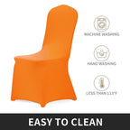 Peomeise Stretch Spandex Chair Cover For Wedding Party Dining Banquet Event (Orange, 6)