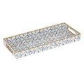 MAONAME White Decorative Tray, Plastic Vanity Tray with Handles, Rectangular Moroccan Tray, Long Narrow Tray for Bathroom, Toile