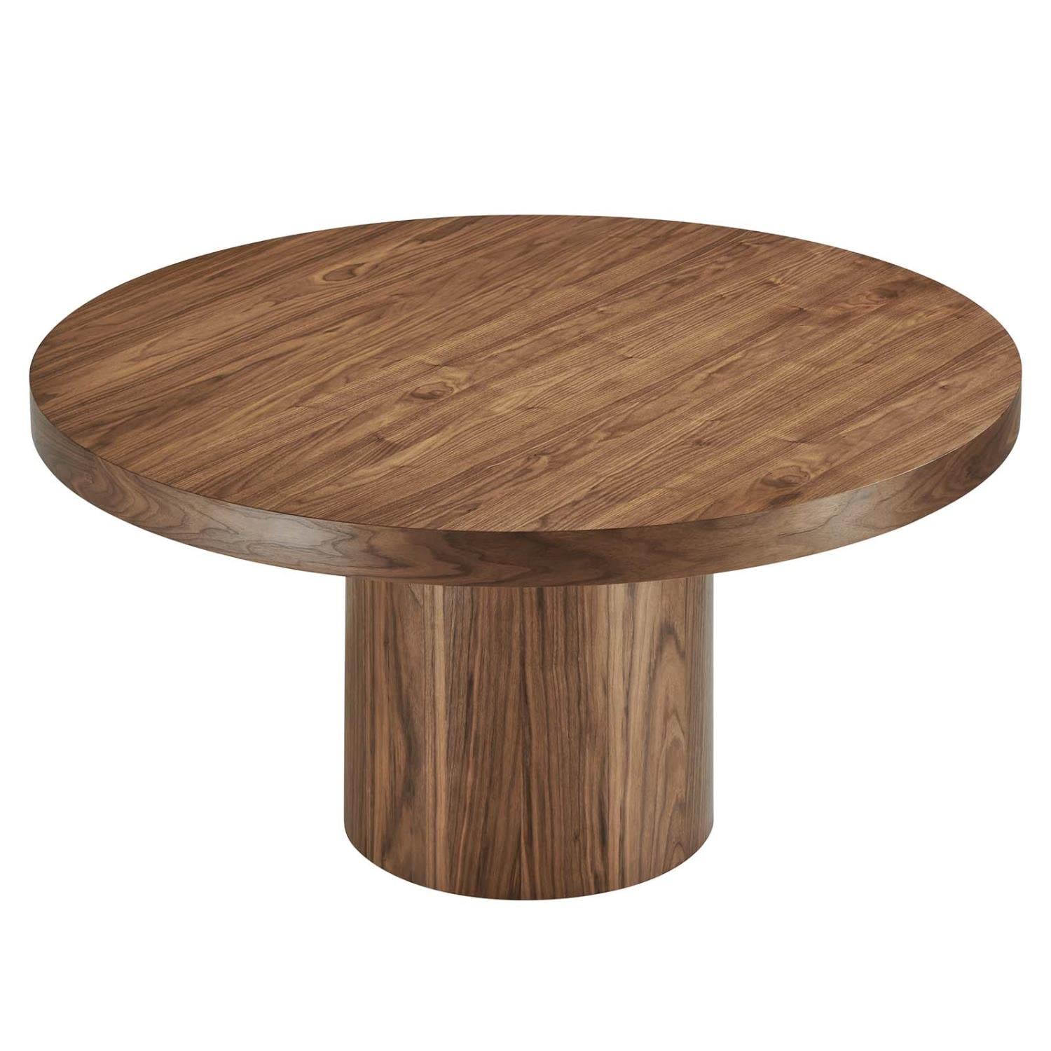 Modway Gratify 59&Quot; Round Mdf Wood Dining Table In Walnut Finish