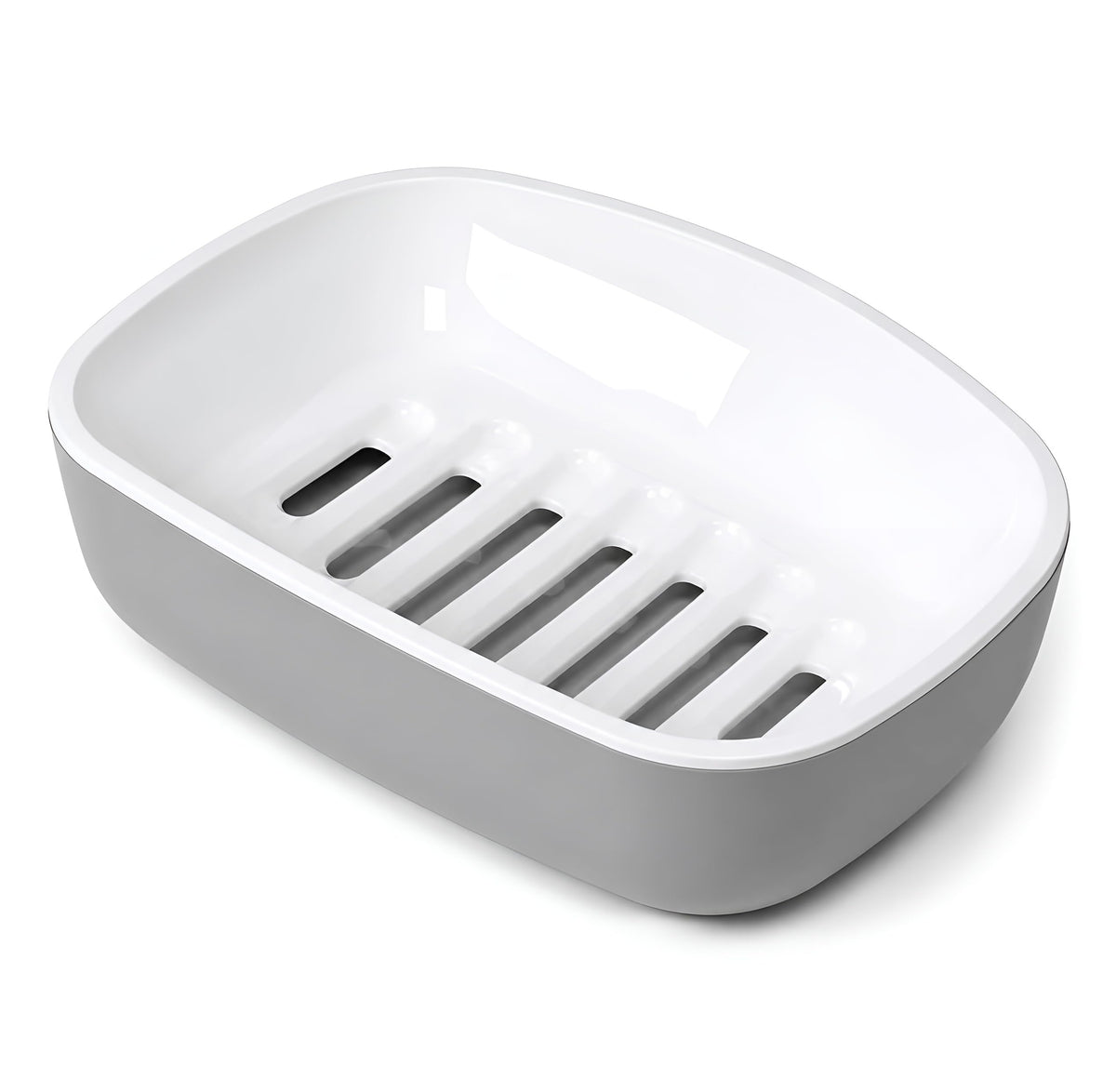 Soap Dish Holder with Drain Tray, Double Layer Self Draining Soap Stand for Bathroom & Kitchen Sink, Removable Water Collection