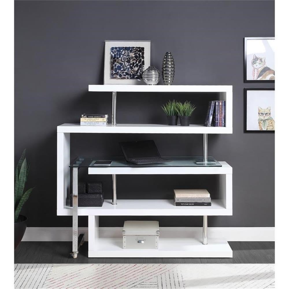 Acme Buck II Glass Top Writing Desk - Thumbnail 2