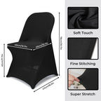 Babenest 100Pcs Spandex Folding Chair Covers, Upgraded Universal Stretch Washable Fitted Chair Slipcovers Protector For Wedding, Holidays, Banquet, Party, Celebration (Black)