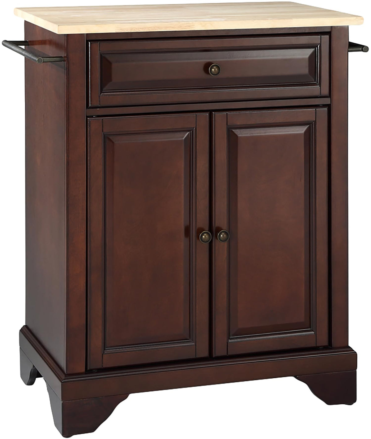 Crosley Furniture Lafayette Wood Top Small Portable Rolling Kitchen Island Storage Cart, Microwave Stand, Mahogany