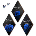 3 Pcs Blue Bathroom Decor Blue Rose Wall Decor Farmhouse Blue Bedroom Decor Inspirational Wood Office Wall Art with Accept Let G