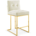 Modway Eei-3853- Privy Gold Stainless Steel Performance Velvet Counter Stool, Ivory