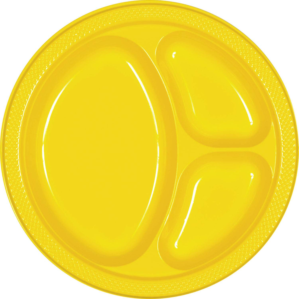 Yellow Sunshine 3-Compartment Plastic Plates - 10'' (Pack of 20) - Vibrant & Convenient Party Plates For All Occasions