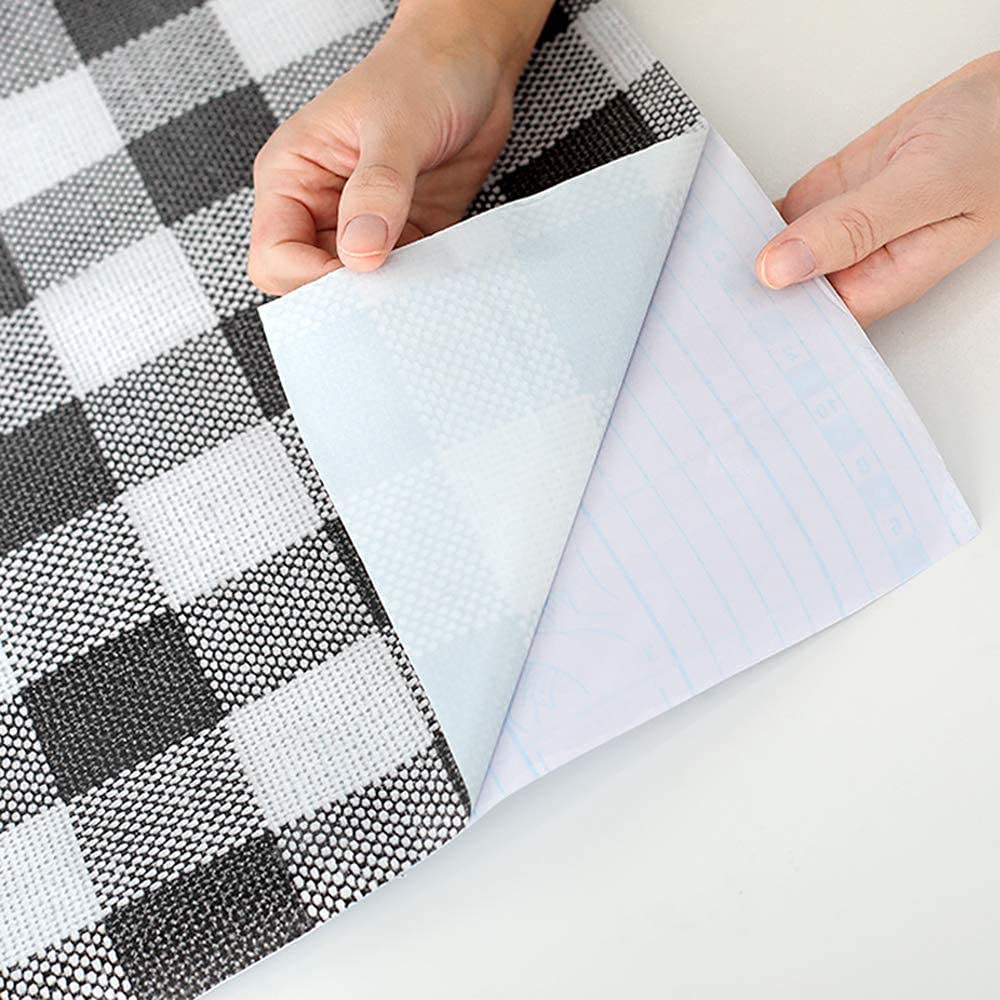 Self Adhesive Vinyl Black and White Buffalo Plaid Shelf Drawer Liner Contact Paper for Kitchen Cabinets Dresser Drawer Table Cup