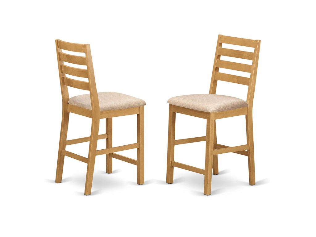 East West Furniture PBCF3-OAK-C 3 Piece Counter Height Pub Set for Small Spaces Contains a Square Kitchen Table and 2 Linen Fabric Dining Room Chairs, 36x36 Inch, Oak