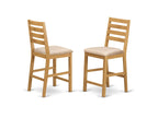 East West Furniture PBCF5-OAK-C 5 Piece Kitchen Counter Height Dining Table Set Includes a Square Pub Table and 4 Linen Fabric Upholstered Chairs, 36x36 Inch, Oak