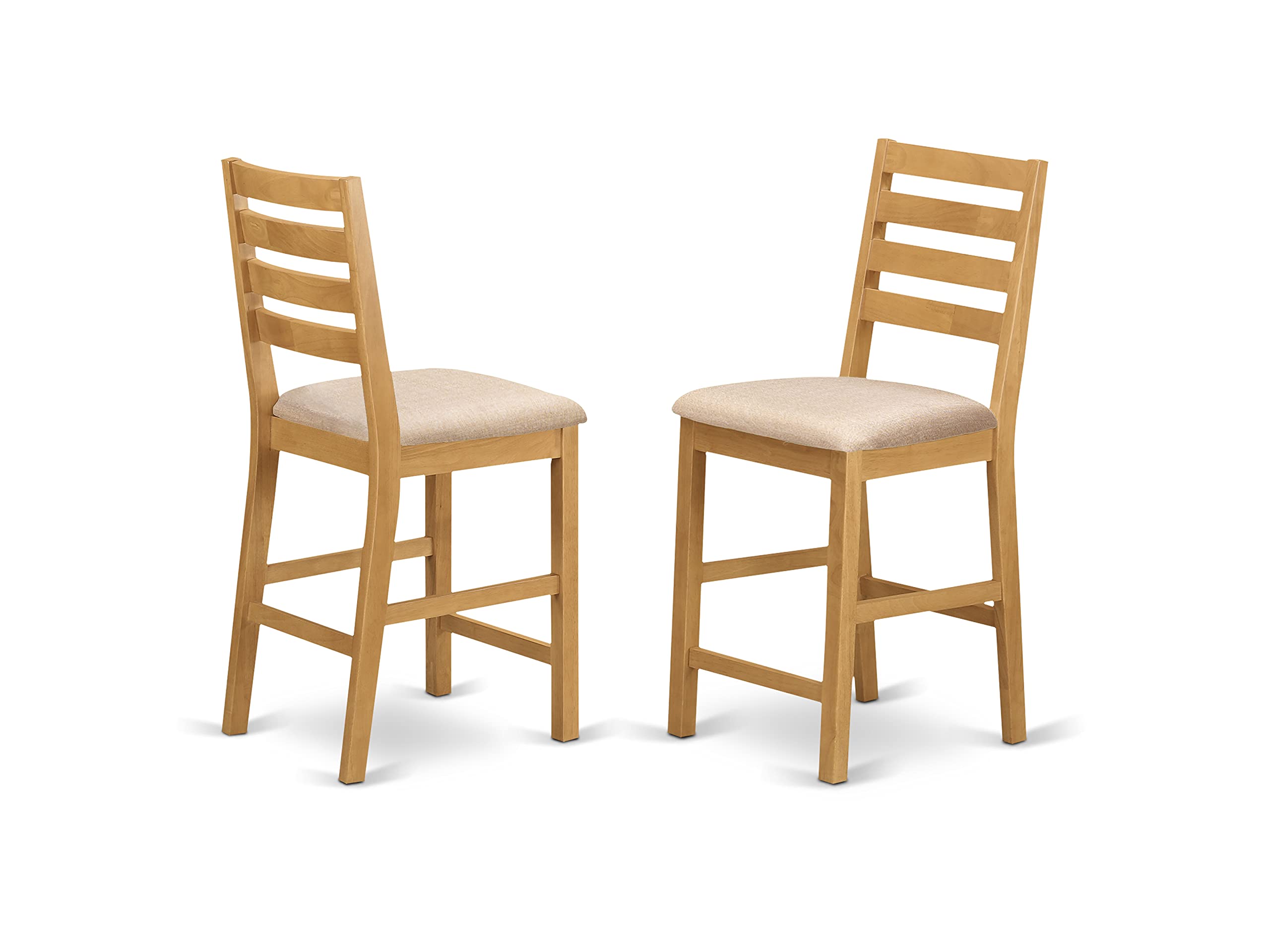East West Furniture PBCF5-OAK-C 5 Piece Kitchen Counter Height Dining Table Set Includes a Square Pub Table and 4 Linen Fabric Upholstered Chairs, 36x36 Inch, Oak