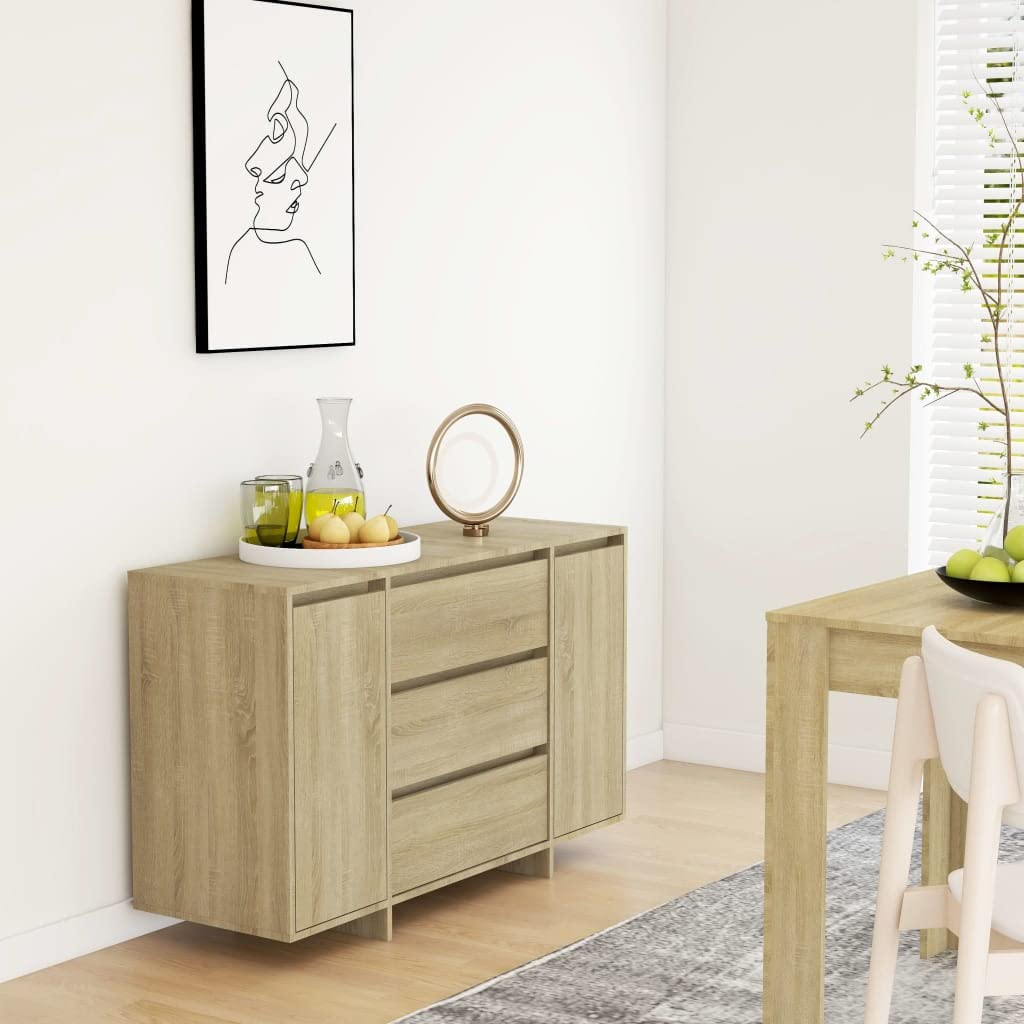 vidaXL Sideboard with 3 Drawers Sonoma Oak 47.2&quot;x16.1&quot;x29.5&quot; Chipboard