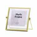 Leoyoubei Gold Floating Glass Frame,Hand-Made,Vintage Style and Real Glass Photo Frame Collection Metal Geometric Picture Frame,
