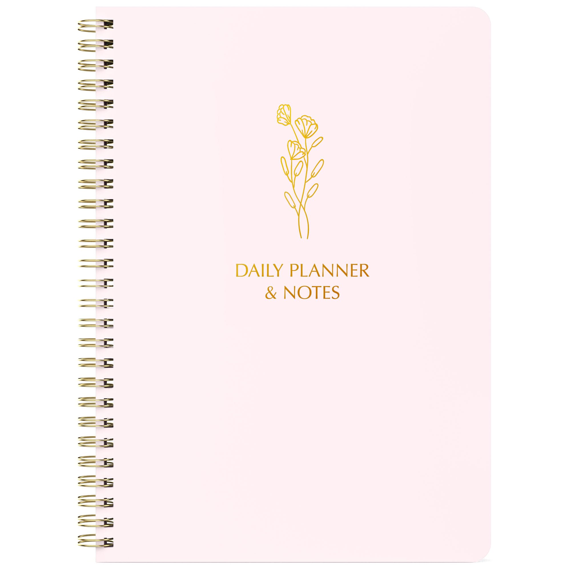 Simple Daily Planner Undated & To Do List Notebook: With Hourly Schedule - 6.5X9.25' Blush Pink - Aesthetic Spiral Note Book Fo