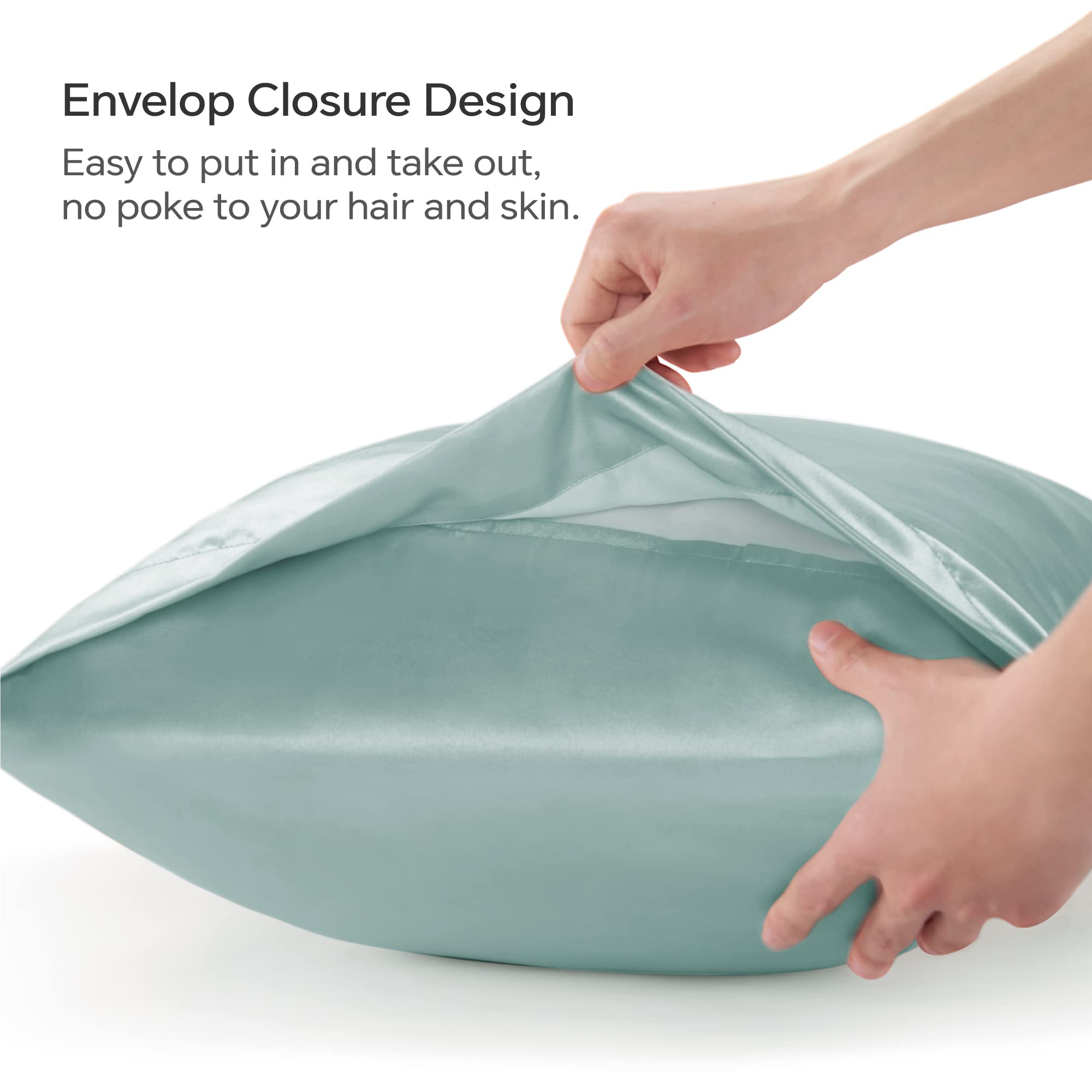 Bedelite Satin Silk Body Pillow Pillowcase For Hair And Skin, Premium And Silky Haze Blue Long Body Pillow Case Cover 20X54 With