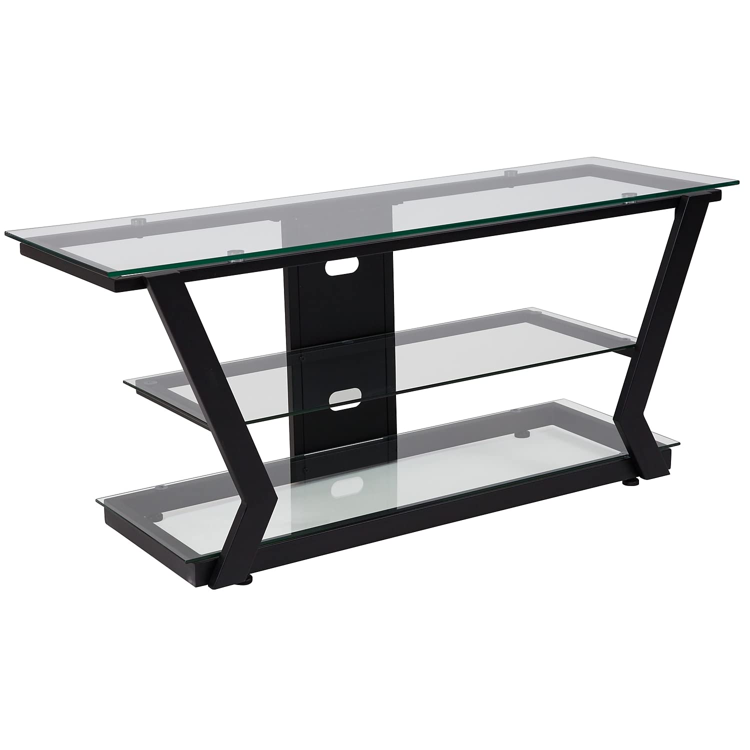 Flash Furniture Harbor Hills Glass Tv Stand With Black Metal Frame