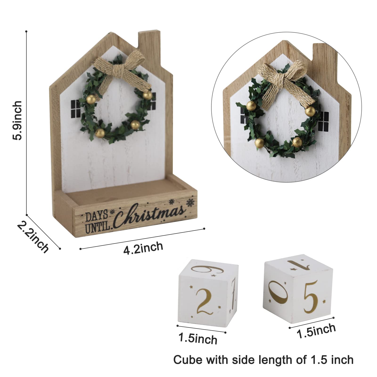 Sfozstra Christmas Wooden Countdown Advent Calendar With Bow Garland Simple Room Design Numebr Calendar To Meet The Christmas Co