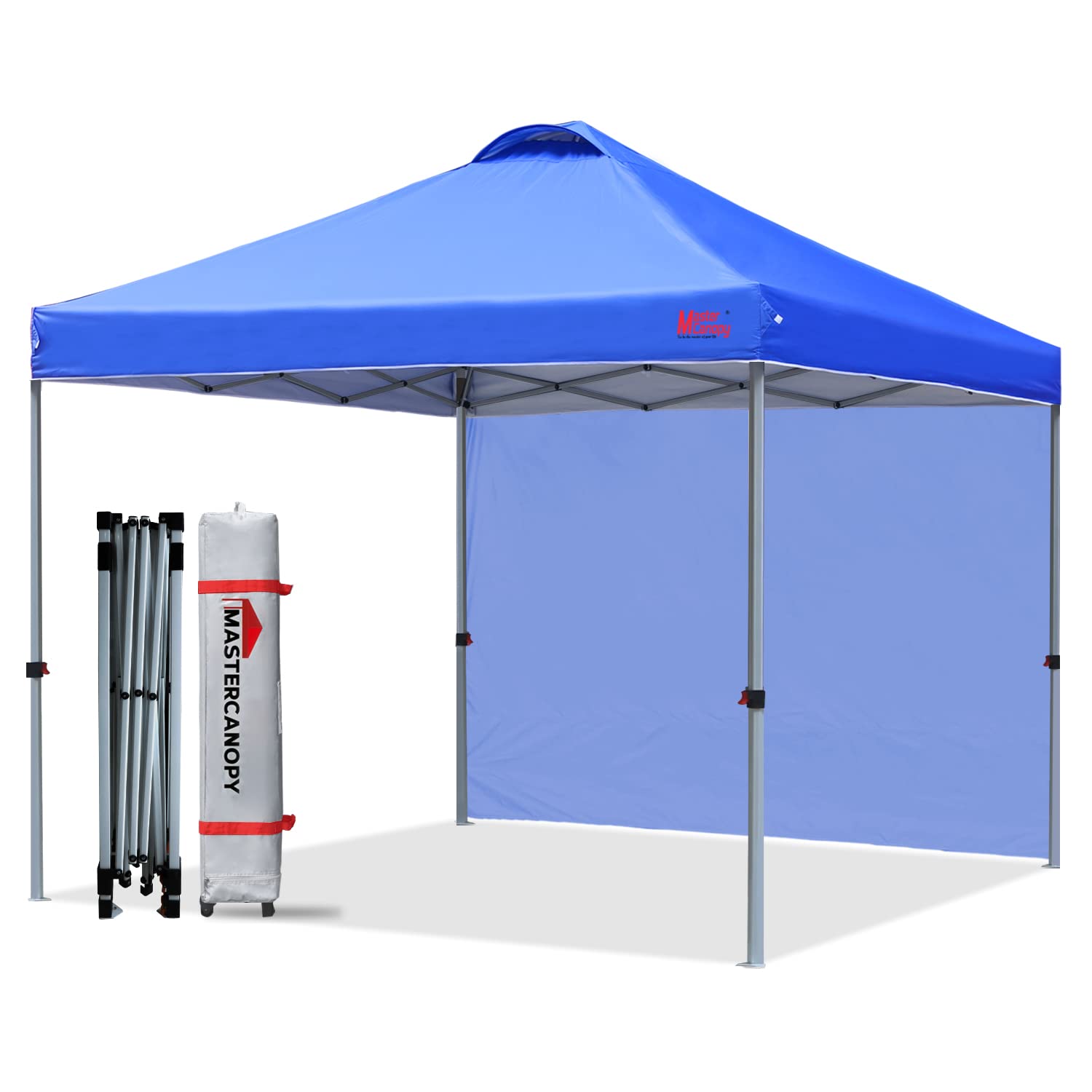 Mastercanopy Durable Ez Pop-Up Canopy Tent With 1 Sidewall (8'X8',Blue)