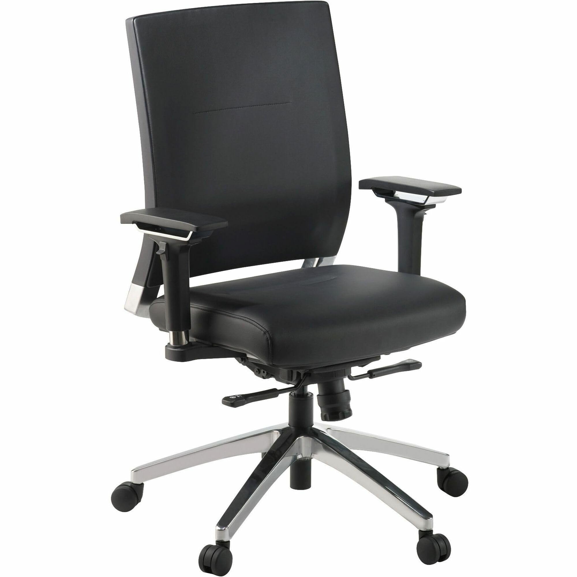 Lorell Lower Back Swivel Executive Chair, Black Leather