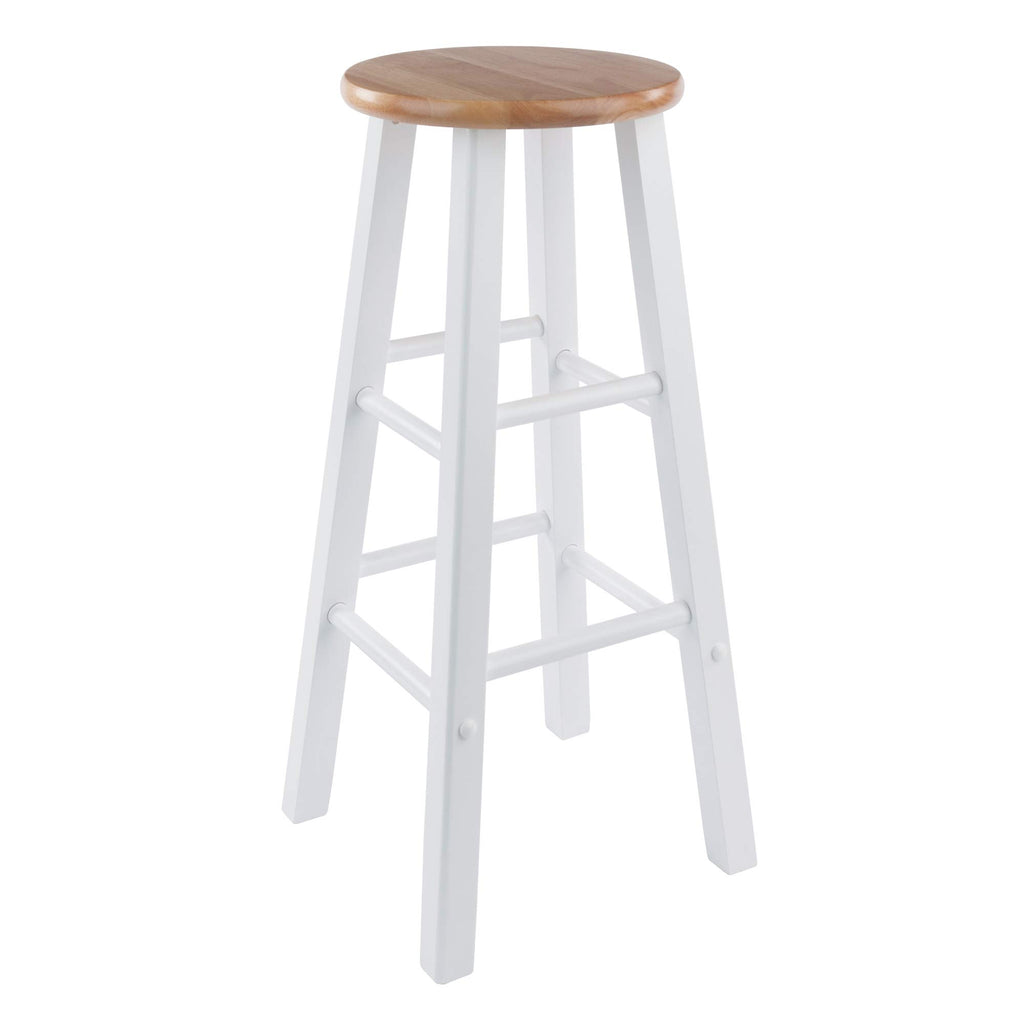 Winsome Element 2-Piece 29In Bar Stool Set, Natural/Whtie Finish, Solid Wood, Modern Design