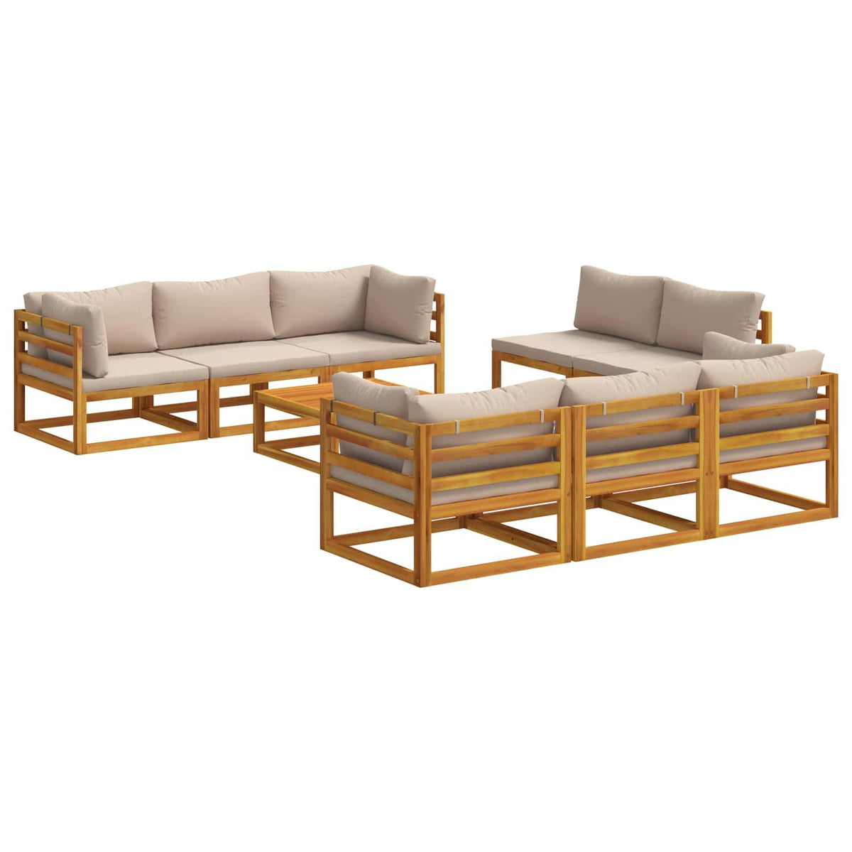 vidaXL 9Piece Modular Garden Lounge Set Natural Solid Acacia Wood