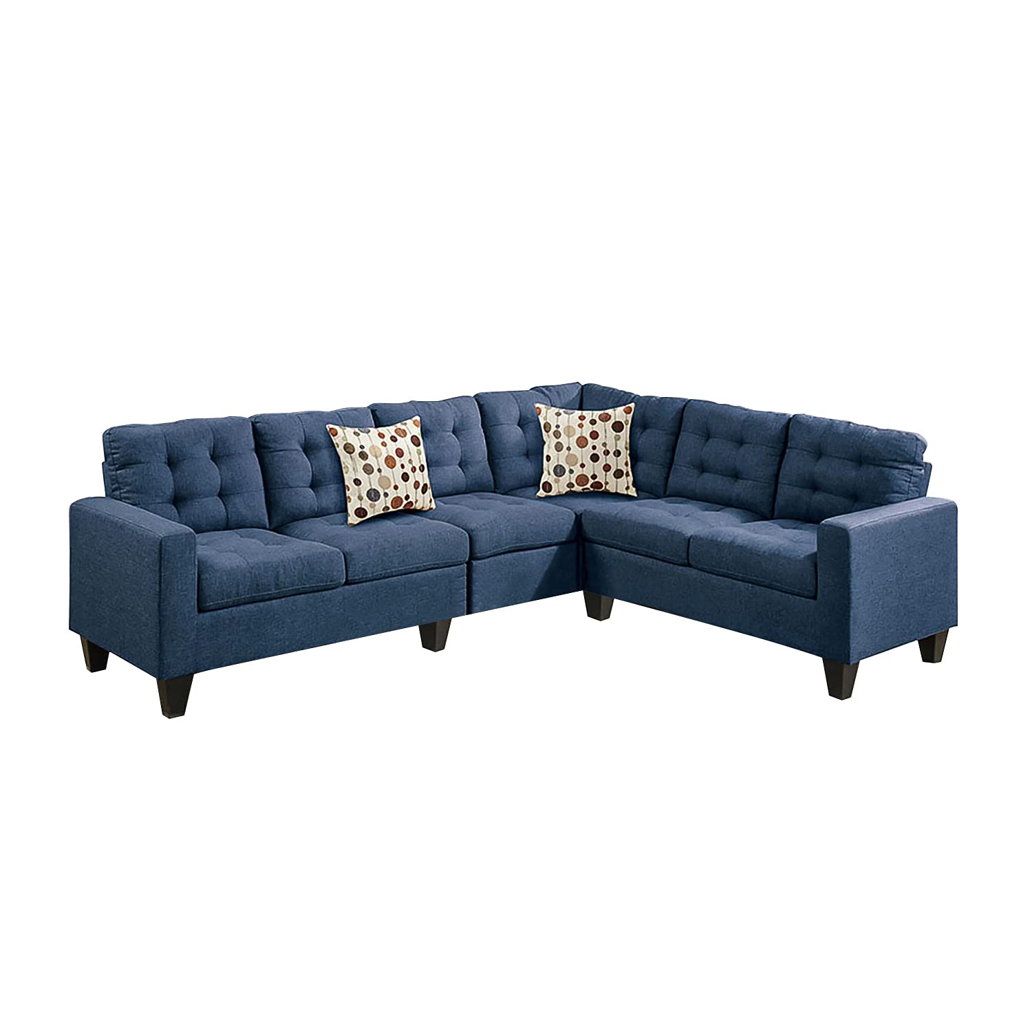 simple relax 4 Piece Linen-Like Fabric Modular Sectional Sofa, Navy