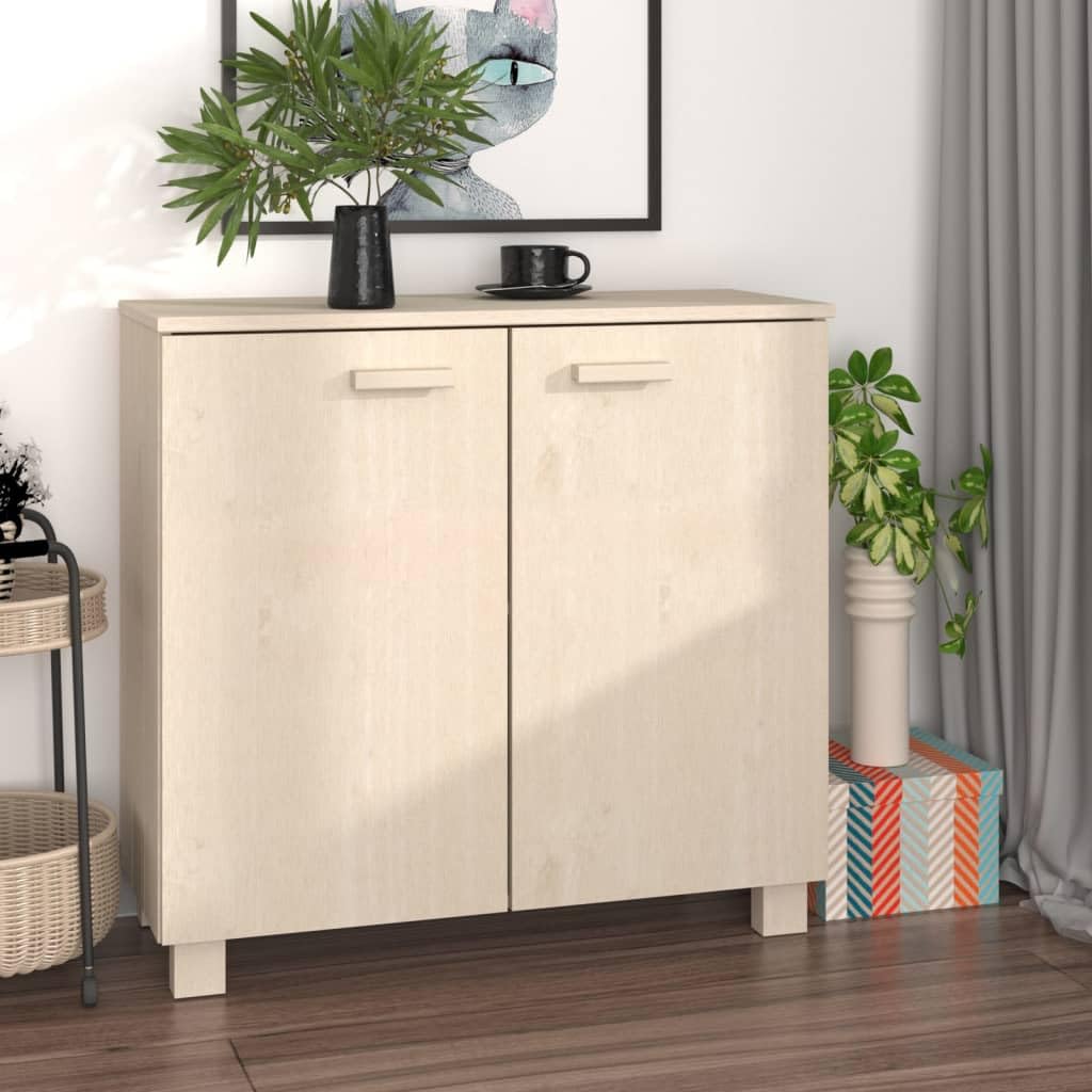 vidaXL Solid Wood Pine Sideboard HAMAR with 2 Doors, Honey Brown, Spacious Storage, Charming Design