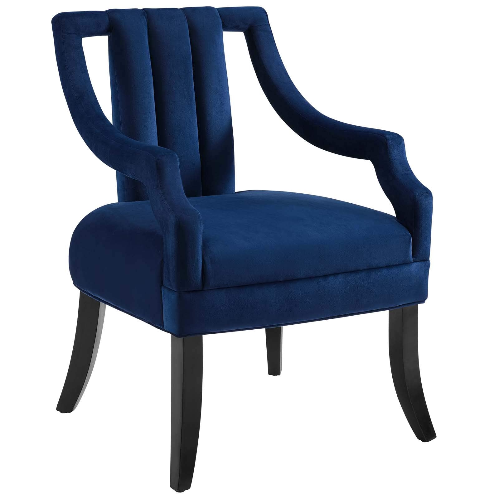 Modway Harken Performance Velvet Set Of 2, Two Accent Chairs, Navy