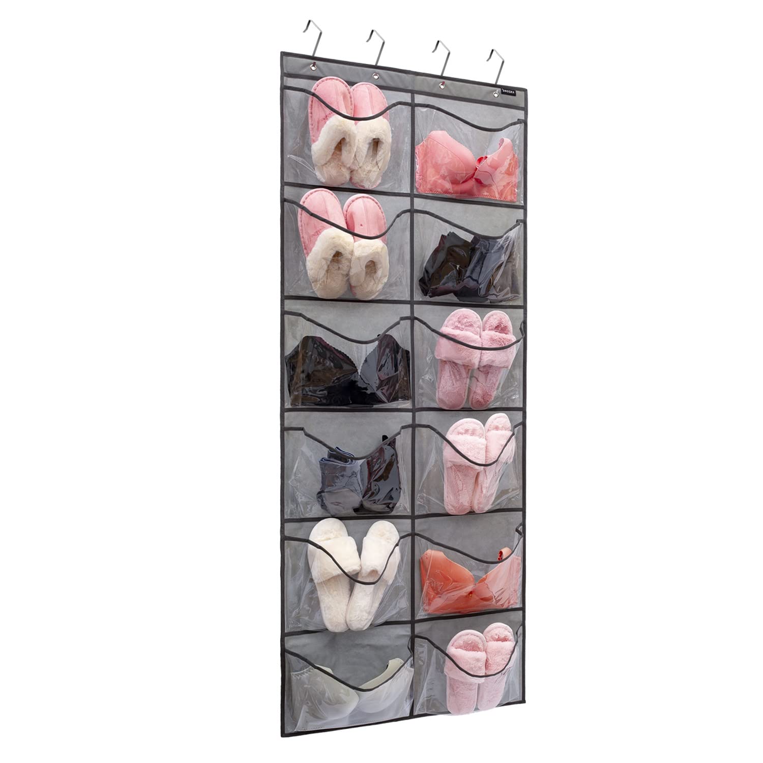 ANZORG Extra Large Pockets Shoe Organizer Hanging Shoe Rack Organizer for Bedroom Shoe Storage Bathroom Shoe Holder with 12 Clea