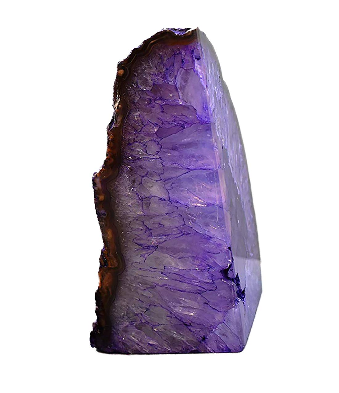 Jic Gem Book Ends For Shelves Dyed Purple Agate Bookends Natural Geode Brazilian Rock Stone Book Ends Decorative With Rubber Bum
