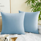 Quorgves Light Blue Throw Pillows Spring Light Blue Pillow Covers 22X22 Inch Pack Of 2 Soft Velvet Square Solid Sky Blue Throw P