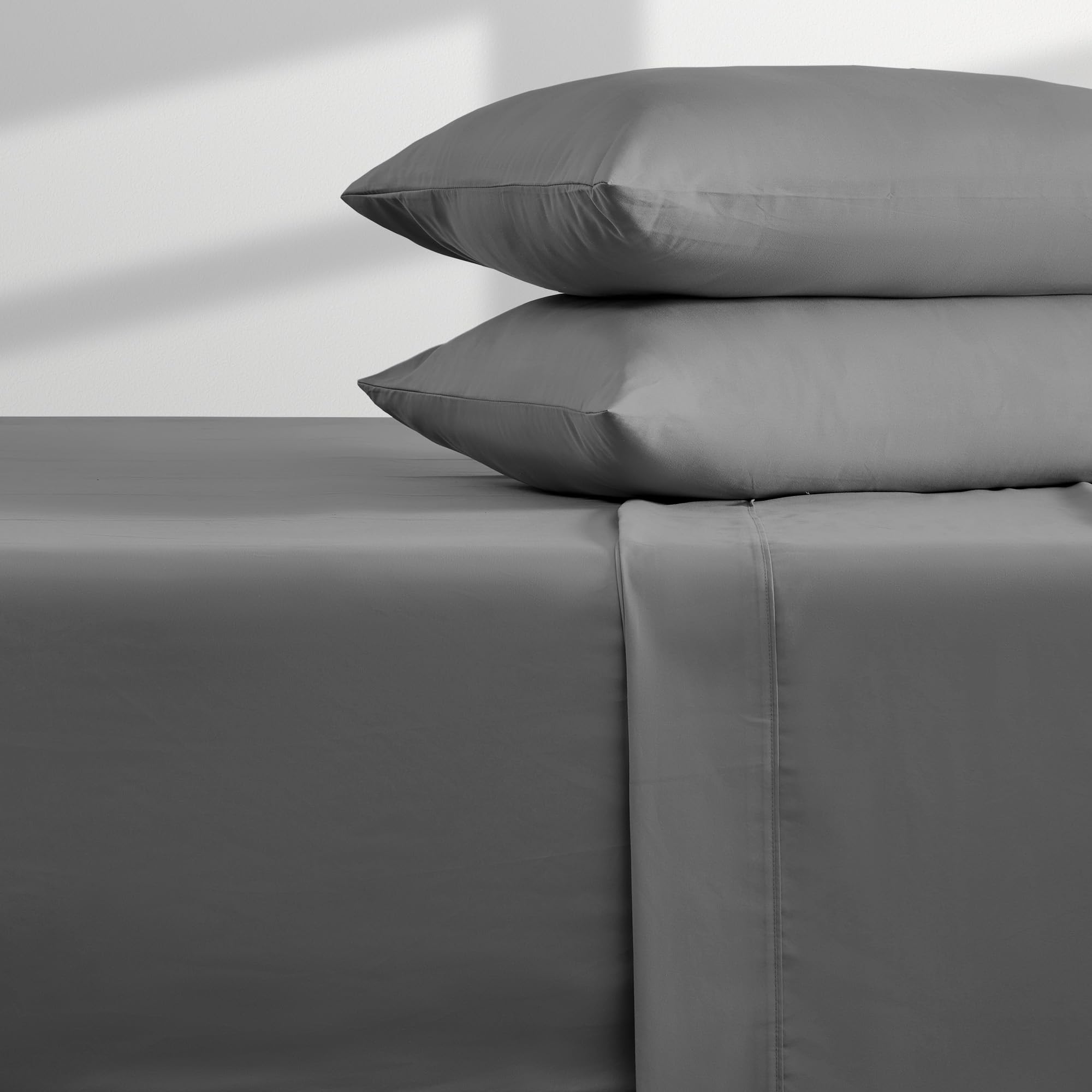 Sleep Zone Extra Deep Pocket Queen Sheet Set 4 Piece - Super Soft Brushed Microfiber Bedding Sheets Set Fits Deep Mattress Upto 21 Inches (Grey, Queen)
