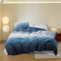 Luxlovery Blue White Comforter Cal King Gradient Blue And White Bedding Comforter Set California King Dark Blue Modern Soft Brea