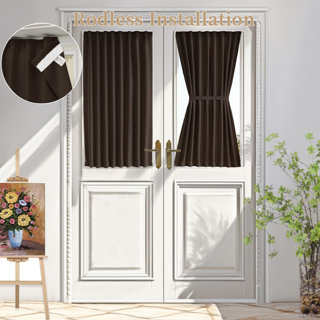 Vatge Door Window Curtains - Privacy Door Window Treatment Drapery for French Sliding Doors and Glass Patios, 1 Panel, W25 x L40