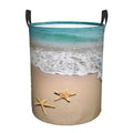 Laundry Basket Beach Starfish Room Decor,Round Laundry Hamper Waterproof Dirty Clothes Hamper Collapsible Laundry Baskets With H