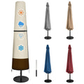 CATOTEL Patio Umbrella Cover, Heavy Duty 600D Oxford Waterproof Outdoor Umbrella Cover with Zipper and Rod (Beige&Brown, Fits Ma