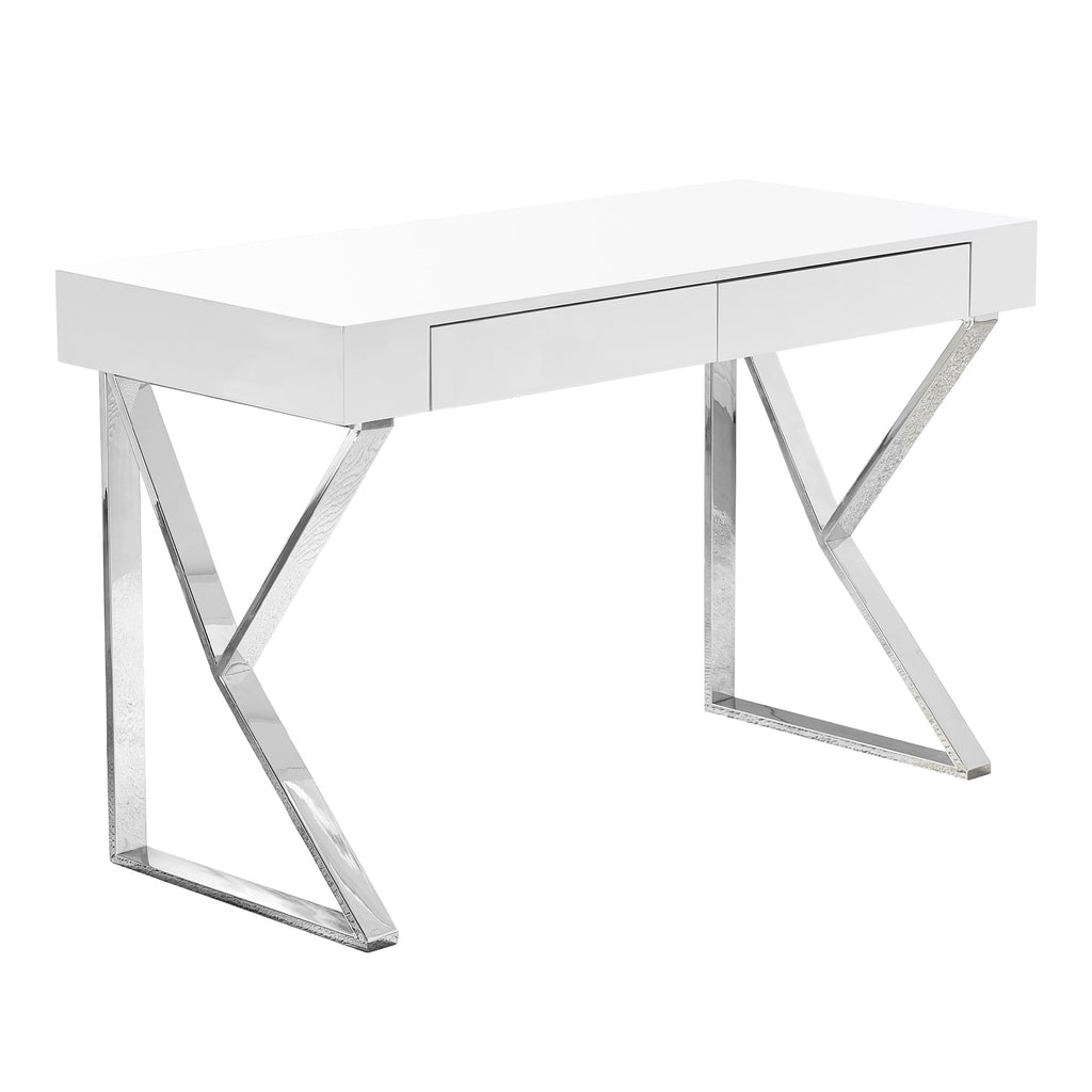 Best Master Furniture Ba233 Modern Computer Desk, Silver Finish