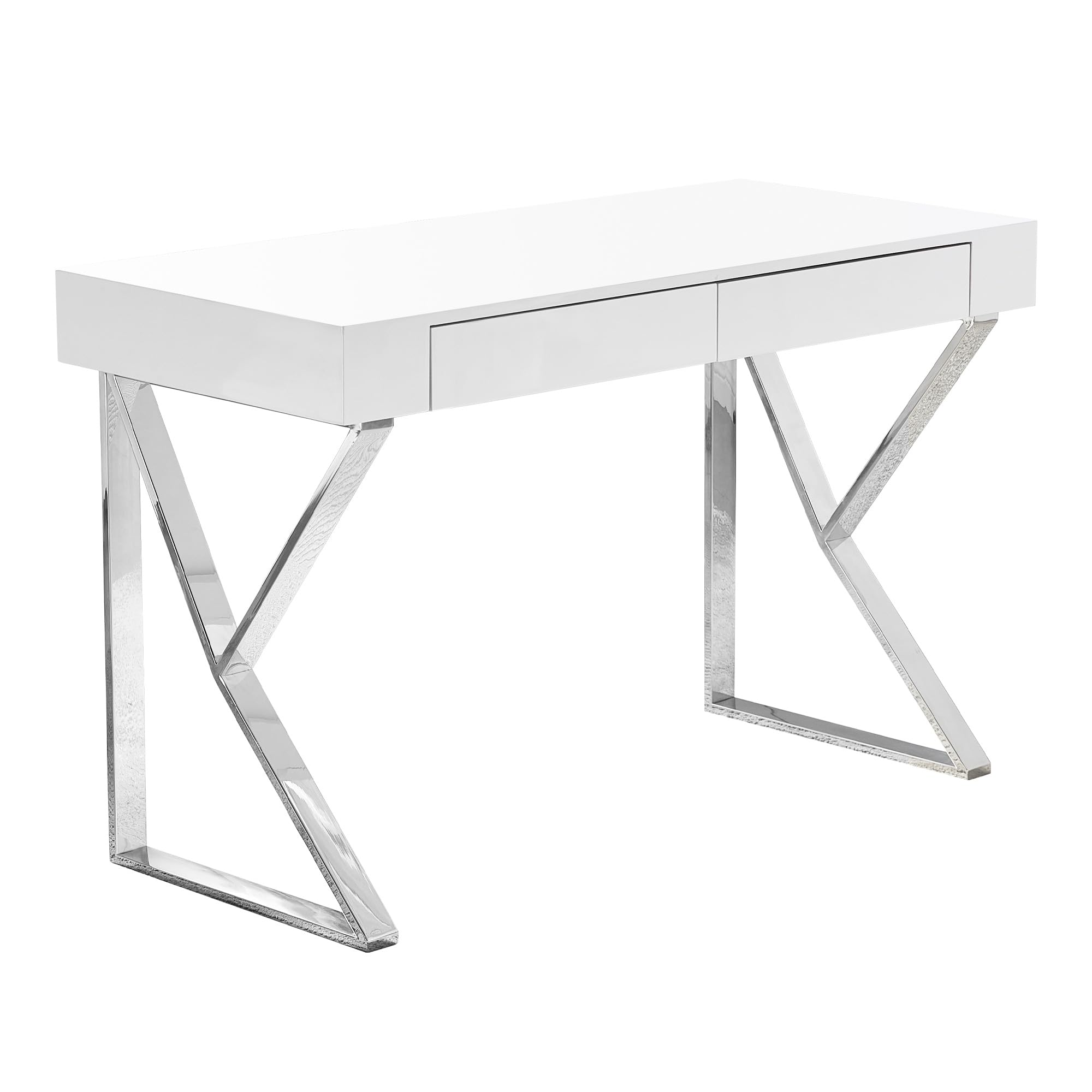 Best Master Furniture Ba233 Modern Computer Desk, Silver Finish