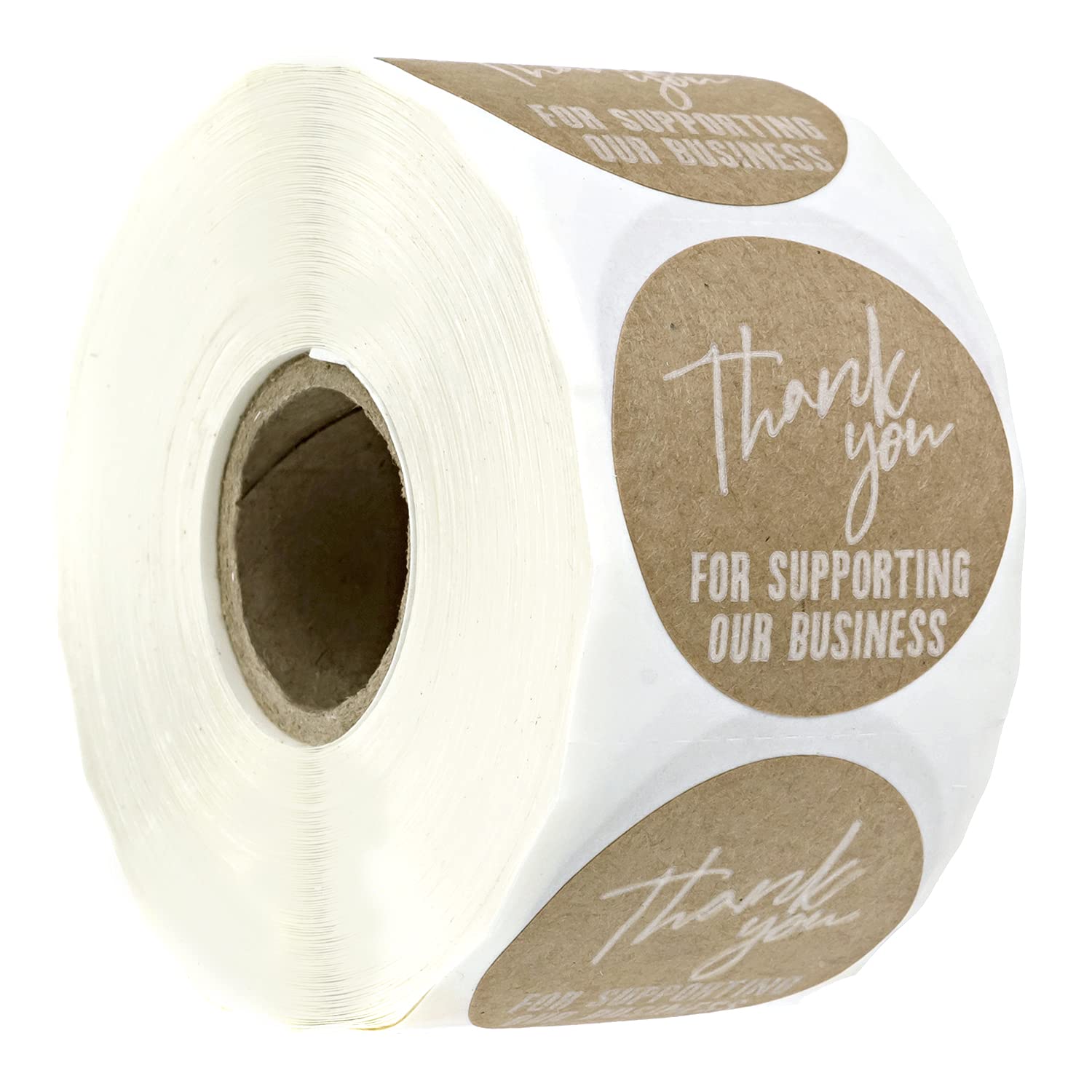 Thank You For Supporting Our Business Decals / 1.5' Brown Kraft Business Labels/Roll Of 500 Round Stickers