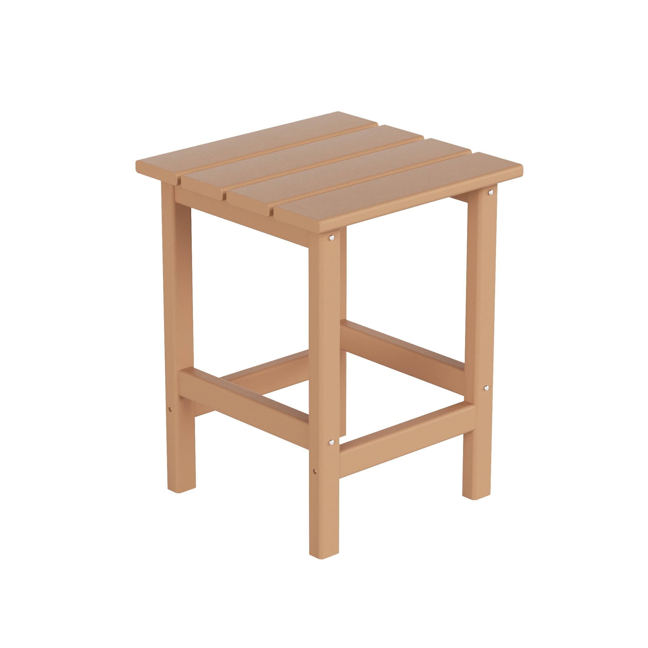 Costaelm Square Outdoor Side Tables, Adirondack Patio Tables For Outside, Hdpe Patio End Table Weather Resistant, Balcony Table For Pool, Seaside, Backyard, Porch, Indoor Companion, Teak