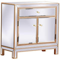 Elegant Decor Modern 2 Door 29' Mirrored Accent Cabinet In Antique Gold