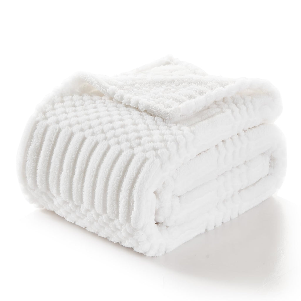 Lifein Fall Throw Blanket For Couch-Soft White Boho Bed Throw Blanket,Fleece Cozy Blanket For Autumn,Cute White Fluffy Lightweig