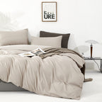 Clothknow Beige Coffee Full Comforter Set 3Pcs Khaki Bedding Comforter Sets Oatmeal Comforter Full Size Soft Cream Coffee Full S