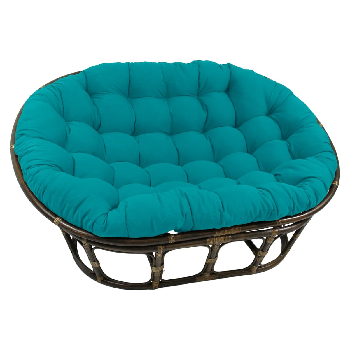 International Caravan Rattan Double Papasan Chair with Twill Cushion