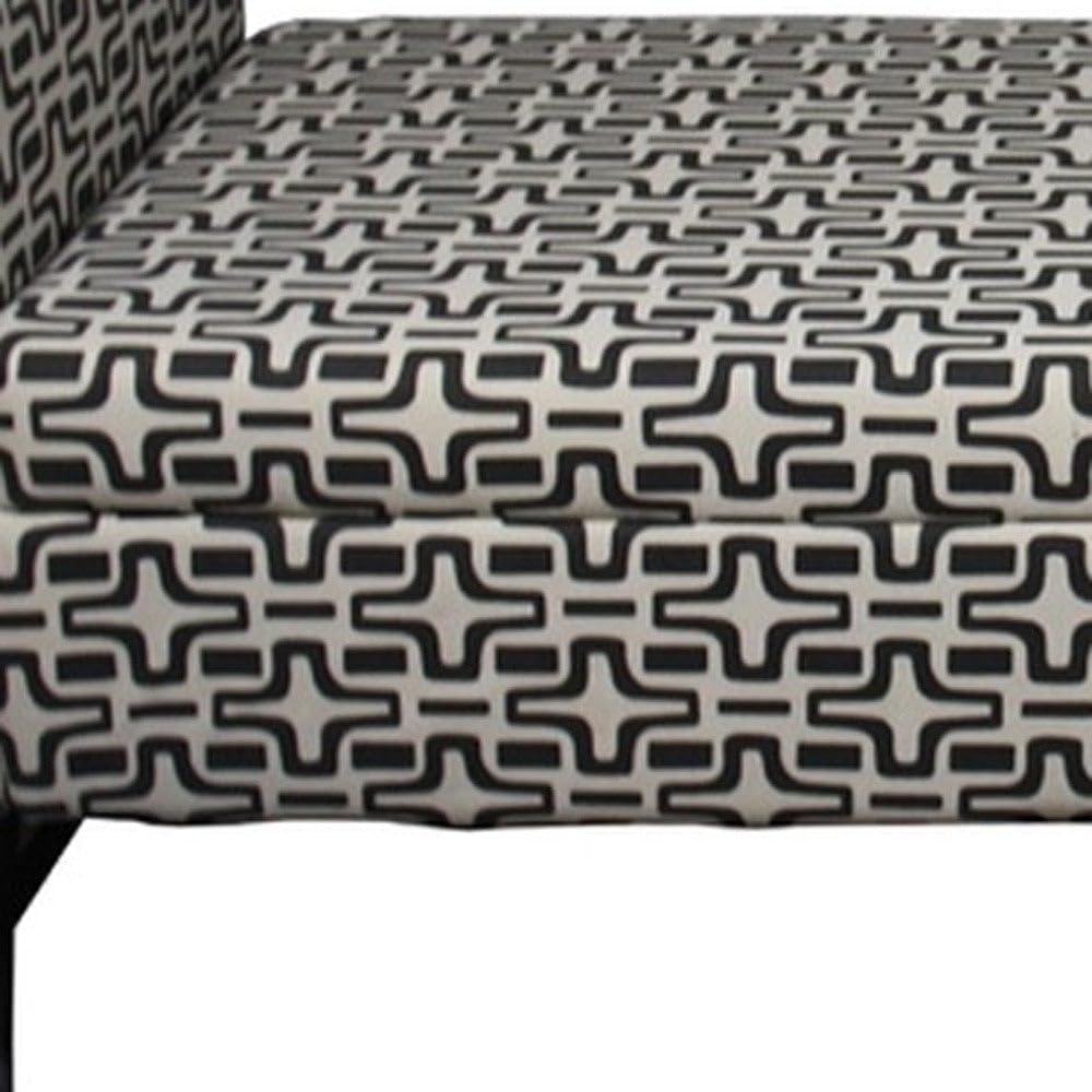 HomeRoots Neutral Brown Wood, Polyurethane Foam: 97%, Polyester Fabric: 3% Modern Dark Brown and White Retro Star Print Storage Bench