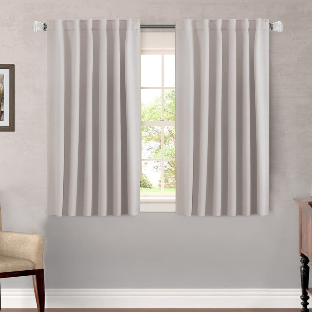 H.Versailtex Blackout Curtains Thermal Insulated Window Treatment Panels Room Darkening Blackout Drapes For Living Room Back Tab/Rod Pocket Bedroom Draperies, 52 X 45 Inch, Stone, 2 Panels