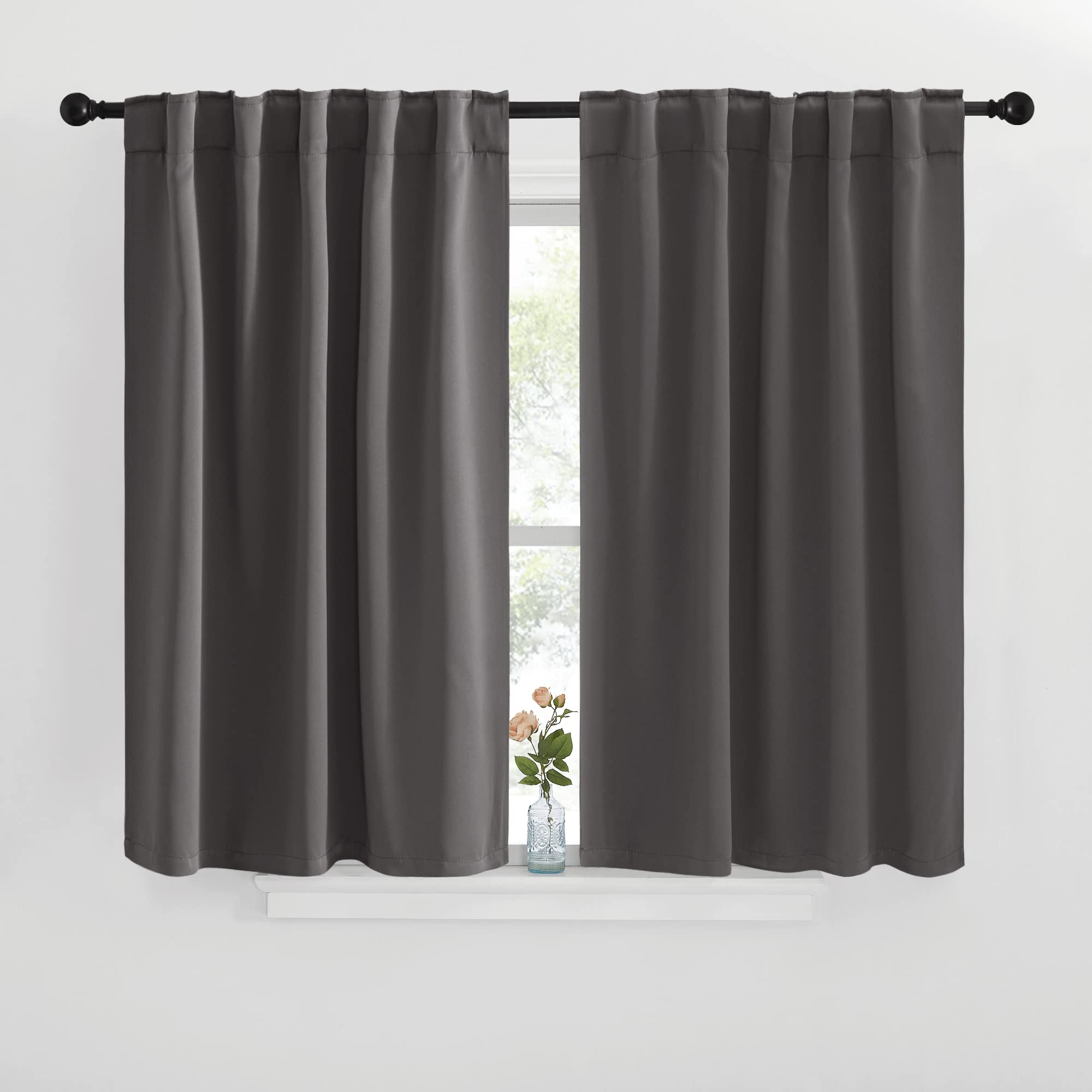 Nicetown Blackout Window Curtains For Camper - (Grey Color) 42X40 Inch, 2 Panels Set, Thermal Insulated Room Darkening Blackout Drapes/Draperies With Rod Pocket & Back Tab For Loft