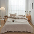 FACE TWO FACE Bedding Duvet Cover Set100% Washed Cotton Duvet Cover Linen Like Textured Breathable Durable Soft Comfy (Queen, Ta