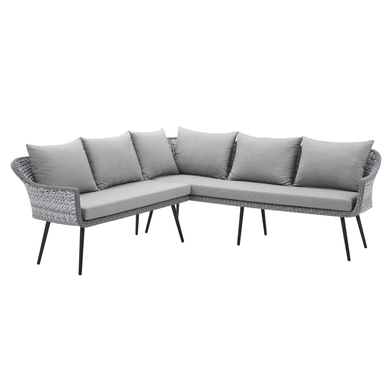 Modway EEI-4658-GRY-GRY Endeavor Patio Sofa, Gray Gray