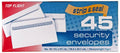 Top Flight Number 10 Boxed Security Envelopes, Strip And Seal Closure, 4 1/8 X 9 1/2 Inches, White, 45 Envelopes Per Box (690012