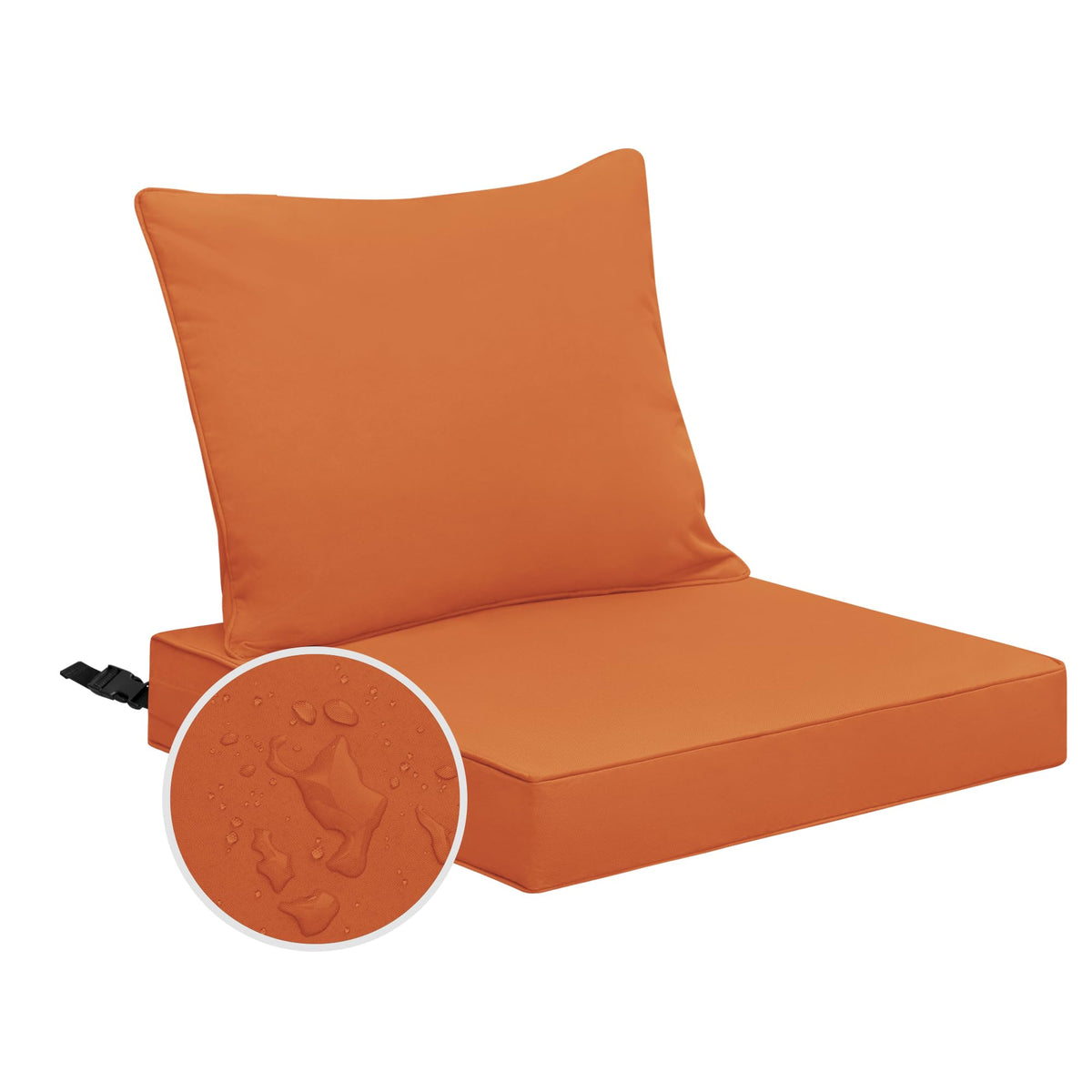 Easy-Going Waterproof Patio Chair Cushion Back 24X20 In + Seat 24X24X4 In Non-Slip Outdoor Seat Cushion With Zipper And Handle O
